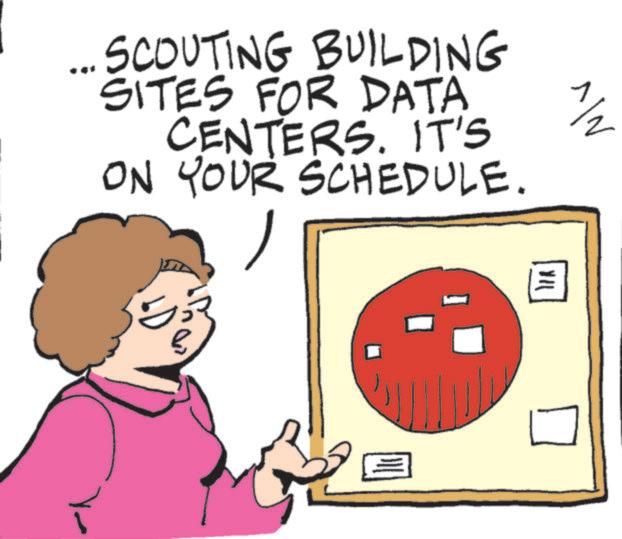 Clip art OCR: 1/2 ... SCOUTING BUILDING SITES FOR DATA CENTERS. IT'S ON YOUR SCHEDULE. VIL 1/2 ... SCOUTING BUILDING SITES FOR DATA CENTERS . IT'S ON YOUR SCHEDULE . VIL