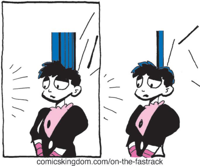 Line art OCR: ? comicskingdom.com/on-the-fastrack ? comicskingdom.com/on-the-fastrack