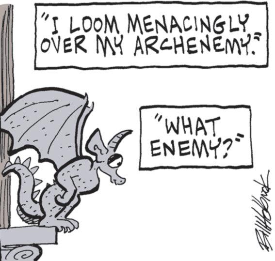 Handwriting OCR: 70 "I LOOM MENACINGLY OVER MY ARCHENEMY. WHAT ENEMY?" 70 " I LOOM MENACINGLY OVER MY ARCHENEMY . WHAT ENEMY ? "