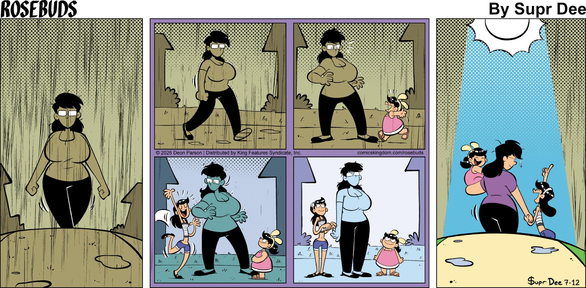 Fictional character OCR: ROSEBUDS © 2026 Deon Parson | Distributed by King Features SyndicateInc. re N. 12 v.. K M comicskingdom.com/rosebuds By Supr Dee D m SV. Ve Supr Dee 7-12 ROSEBUDS © 2026 Deon Parson | Distributed by King Features SyndicateInc. re N. 12 v .. K M comicskingdom.com/rosebuds By Supr Dee D m SV . Ve Supr Dee 7-12