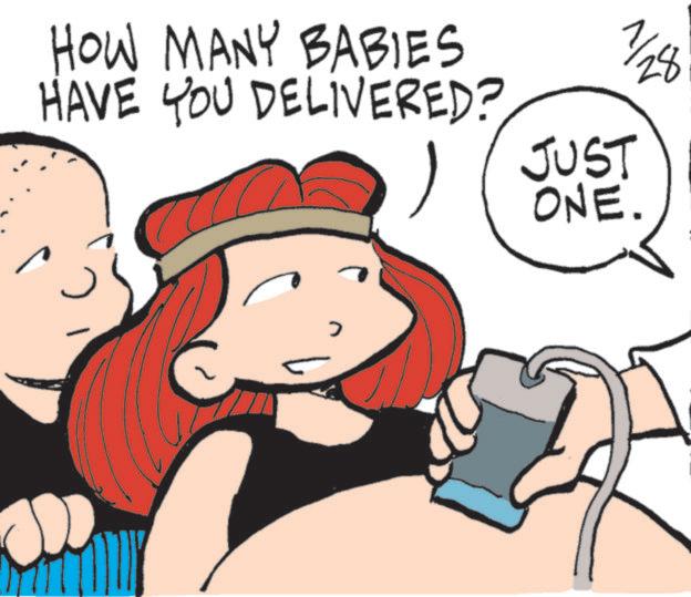 Pleased OCR: HOW MANY BABIES 1/18 HAVE YOU DELIVERED? JUST ONE. HOW MANY BABIES 1/18 HAVE YOU DELIVERED ? JUST ONE .