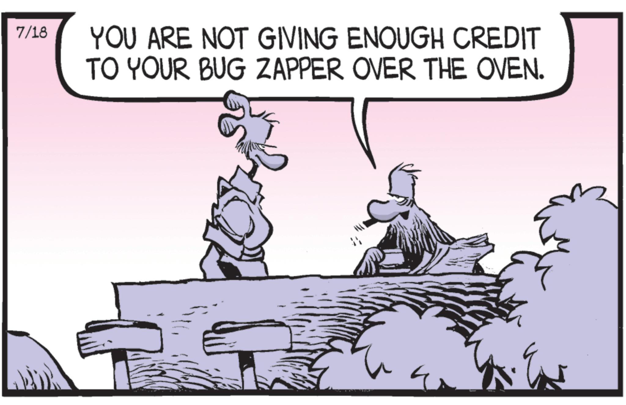Photo caption OCR: 7/18 YOU ARE NOT GIVING ENOUGH CREDIT TO YOUR BUG ZAPPER OVER THE OVEN. 7/18 YOU ARE NOT GIVING ENOUGH CREDIT TO YOUR BUG ZAPPER OVER THE OVEN .