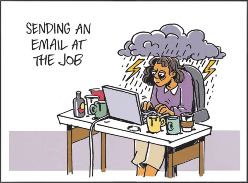 Computer desk OCR: SENDING AN EMAIL AT THE JOB SENDING AN EMAIL AT THE JOB