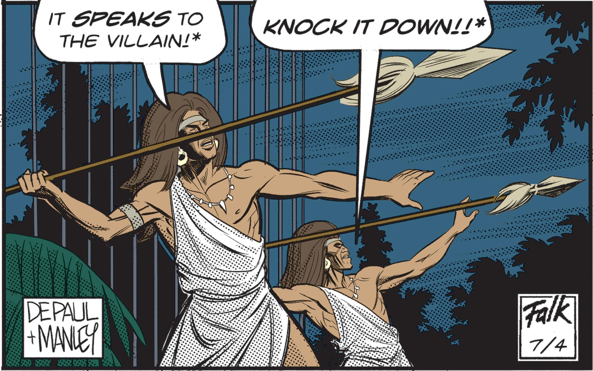 Spear OCR: IT SPEAKS TO THE VILLAIN!* KNOCK IT DOWN!!* DEPAUL + MANLEY Falk 7/4 IT SPEAKS TO THE VILLAIN ! * KNOCK IT DOWN !! * DEPAUL + MANLEY Falk 7/4