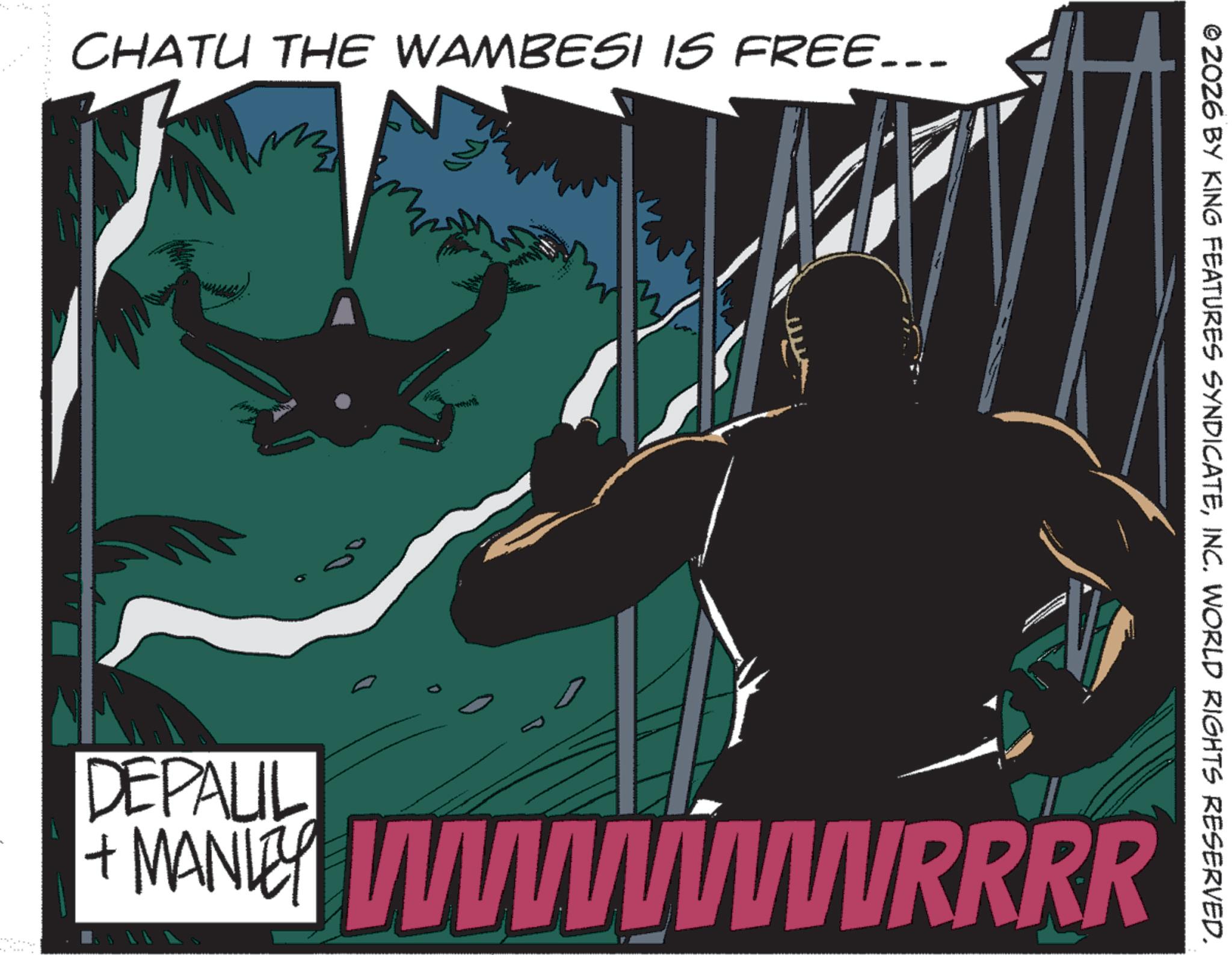 Publication OCR: CHATU THE WAMBESI IS FREE... ©2026 BY KING FEATURES SYNDICATEINC. WORLD RIGHTS RESERVED. DEPALIL +MANIE wwwwwwwwRRRR CHATU THE WAMBESI IS FREE ... © 2026 BY KING FEATURES SYNDICATEINC . WORLD RIGHTS RESERVED . DEPALIL + MANIE wwwwwwwwRRRR