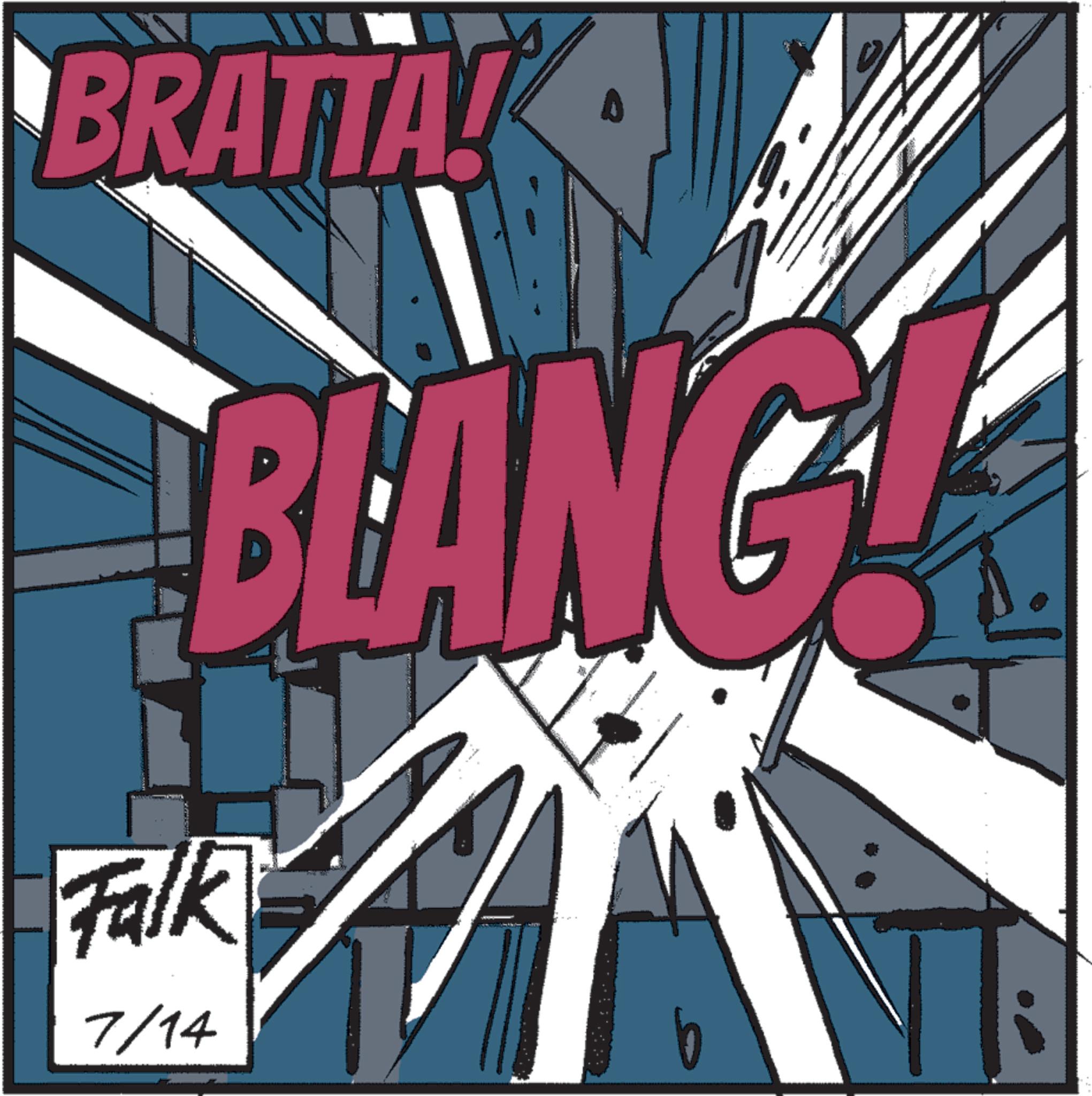 Fictional character OCR: BRATTA Falk 7/14 BEANG BRATTA Falk 7/14 BEANG