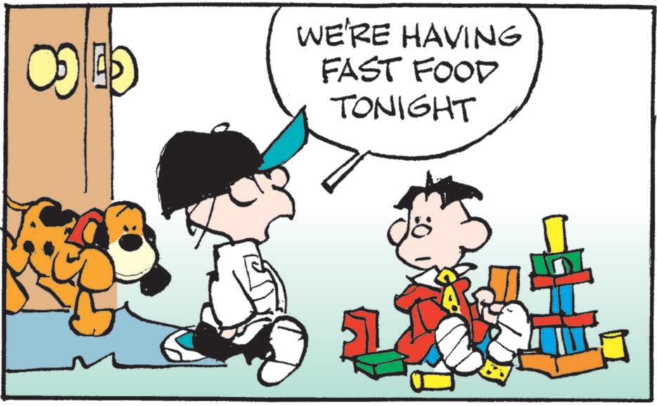 Conversation OCR: WE'RE HAVING FAST FOOD TONIGHT WE'RE HAVING FAST FOOD TONIGHT