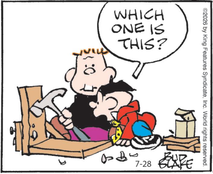 Comics OCR: 0:1 WHICH ONE IS THIS? ©2026 by King Features SyndicateInc. World rights reserved. BURE 7-28 BLAKE 0 : 1 WHICH ONE IS THIS ? © 2026 by King Features SyndicateInc. World rights reserved . BURE 7-28 BLAKE