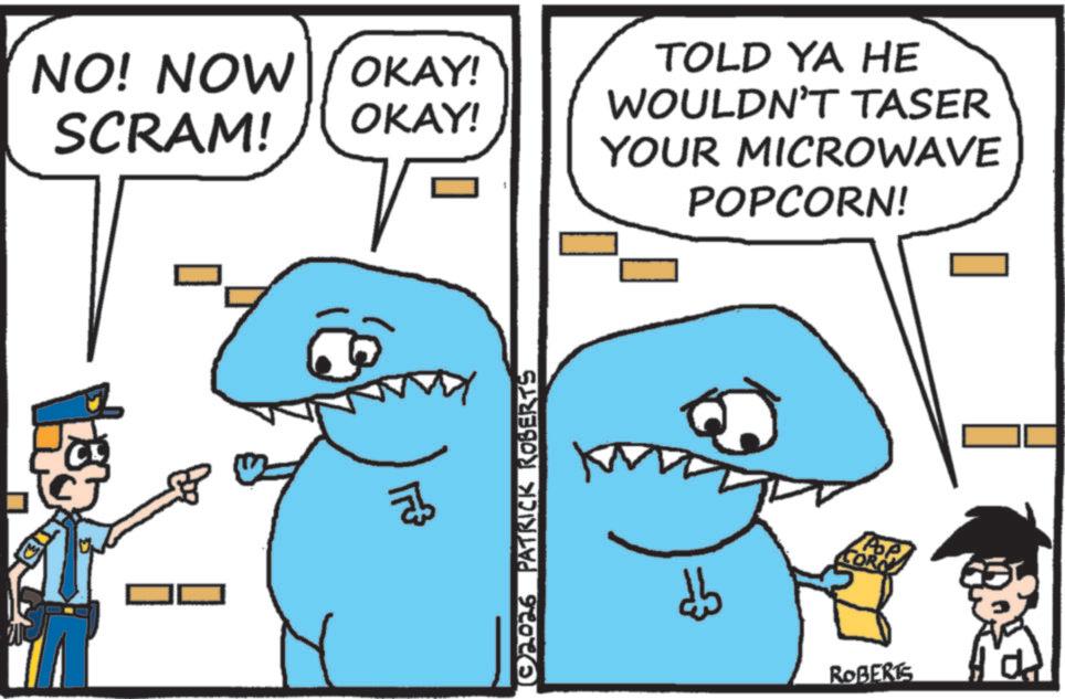Humour OCR: NO! NOW OKAY! SCRAM! OKAY! ??? (02026 PATRICK ROBERTS ????? TOLD YA HE WOULDN'T TASER YOUR MICROWAVE POPCORN! AP CORN ROBERTS NO ! NOW OKAY ! SCRAM ! OKAY ! ??? ( 02026 PATRICK ROBERTS ????? TOLD YA HE WOULDN'T TASER YOUR MICROWAVE POPCORN ! AP CORN ROBERTS