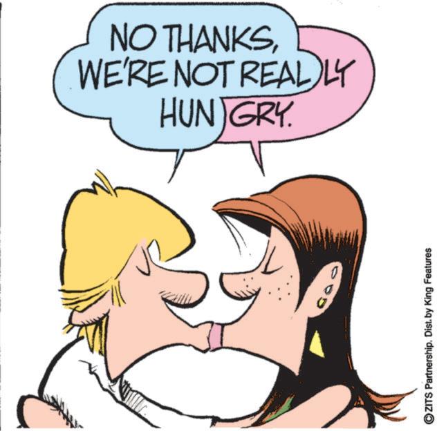 Animated cartoon OCR: NO THANKSWE'RE NOT REALLY HUNTGRY. ©ZITS Partnership. Dist. by King Features NO THANKSWE'RE NOT REALLY HUNTGRY . © ZITS Partnership . Dist . by King Features