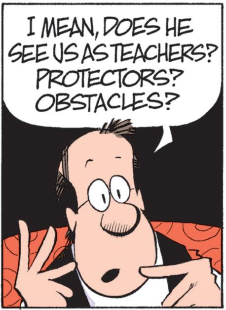 Businessperson OCR: I MEANDOES HE SEE US AS TEACHERS? PROTECTORS? OBSTACLES? I MEANDOES HE SEE US AS TEACHERS ? PROTECTORS ? OBSTACLES ?