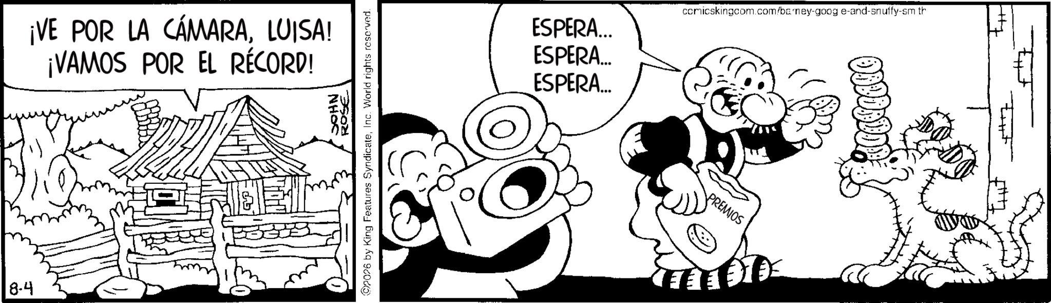 Animated cartoon OCR: ¡VE POR LA CÁMARALUISA! ¡VAMOS POR EL RÉCORD! 8-4 NHOC ROSE ©2026 by King Features SyndicateInc. World rights reserved. ESPERA... ESPERA... ESPERA.... comicskingcom.com/barney-goog e-and-snuffy-sm th ODBDDDDD PREMIOS ¡ VE POR LA CÁMARALUISA ! ¡ VAMOS POR EL RÉCORD ! 8-4 NHOC ROSE © 2026 by King Features SyndicateInc. World rights reserved . ESPERA ... ESPERA ... ESPERA .... comicskingcom.com/barney-goog e - and - snuffy - sm th ODBDDDDD PREMIOS