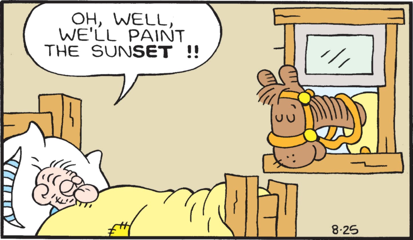 Fictional character OCR: OHWE'LL PAINT THE SUNSET !! 8.25 OHWE'LL PAINT THE SUNSET !! 8.25