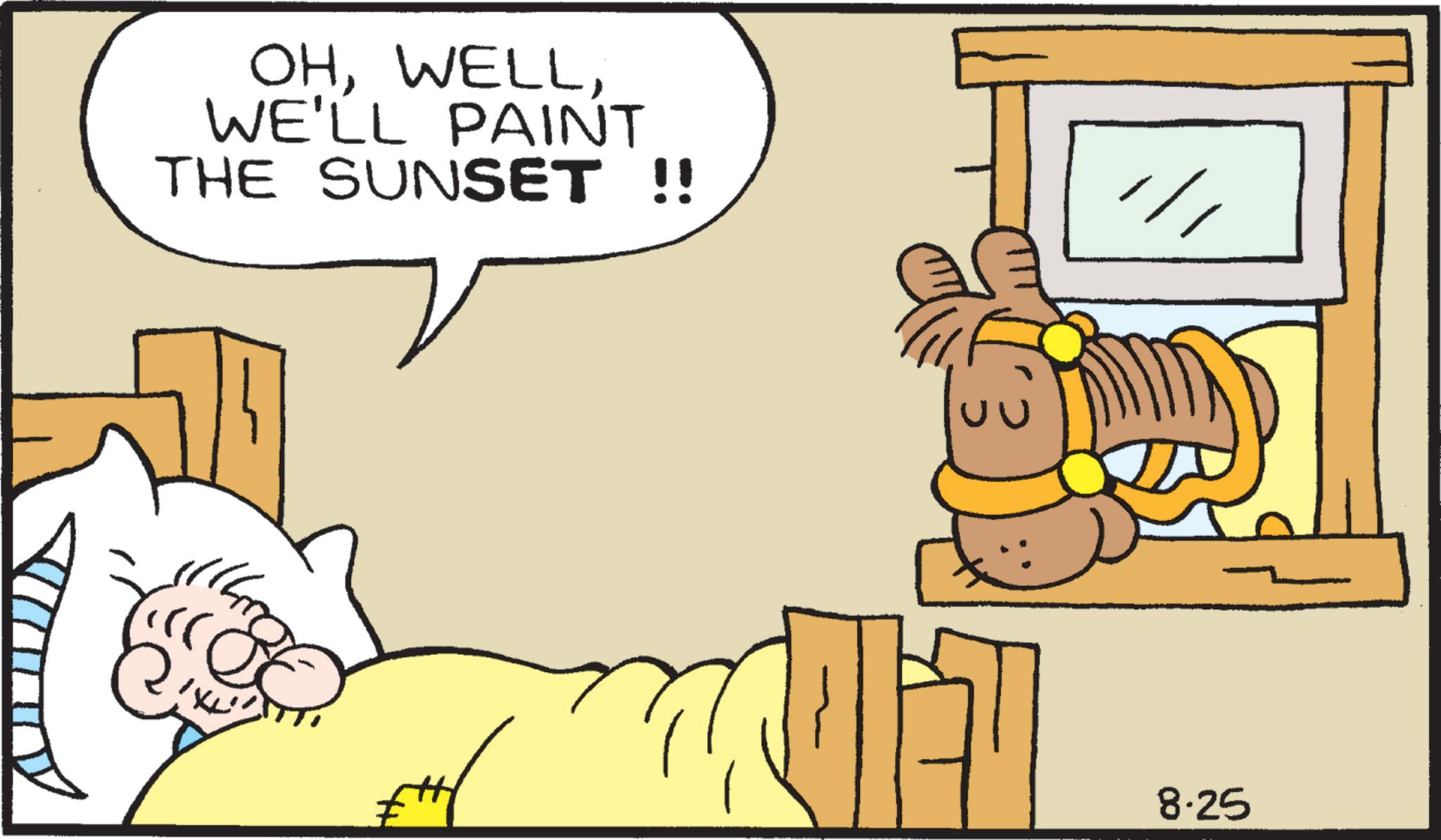 Fictional character OCR: OHWE'LL PAINT THE SUNSET !! 8.25 OHWE'LL PAINT THE SUNSET !! 8.25