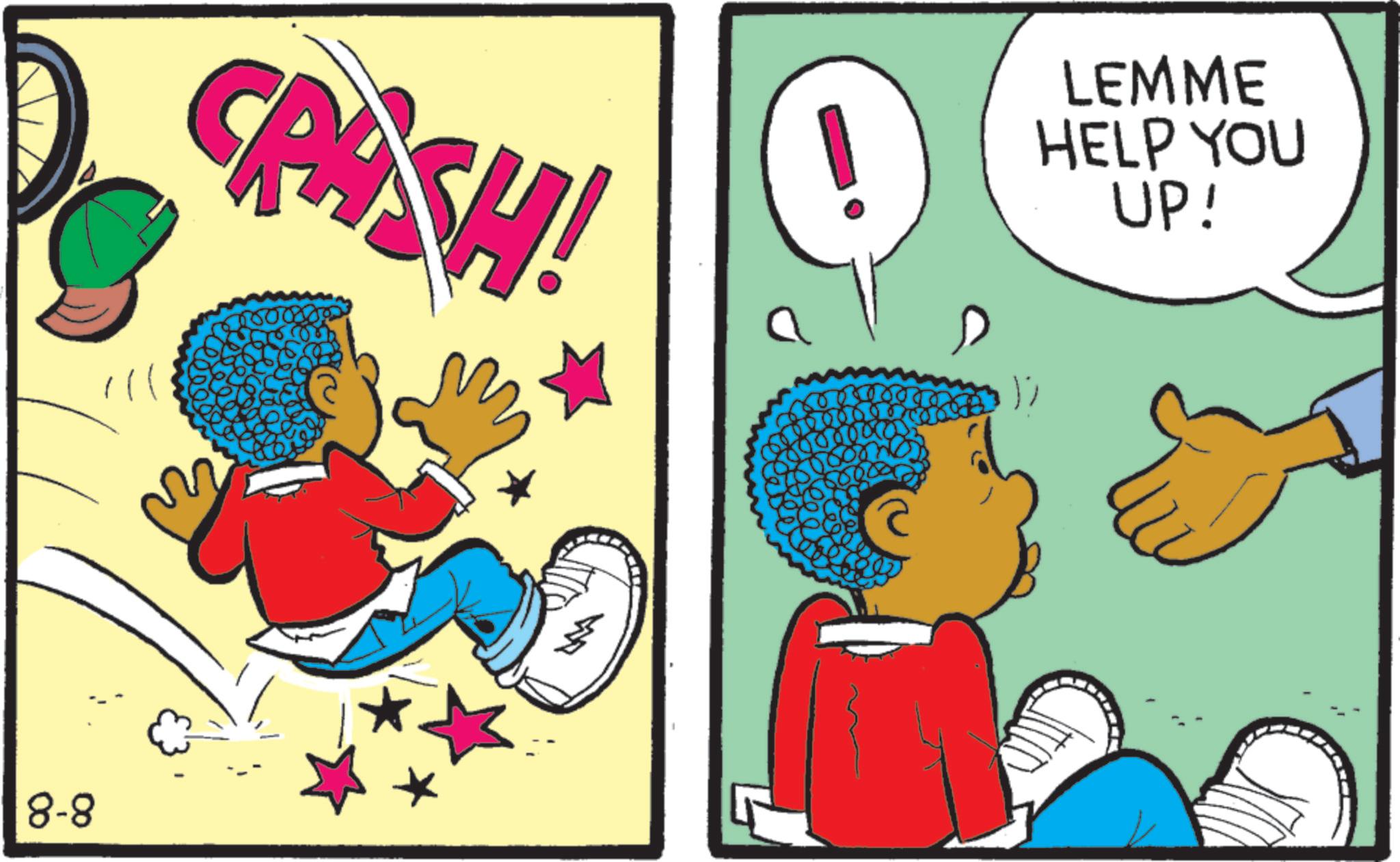 Animation OCR: 8-8 CRASH! LEMME HELP YOU UP! ?? 8-8 CRASH ! LEMME HELP YOU UP ! ??