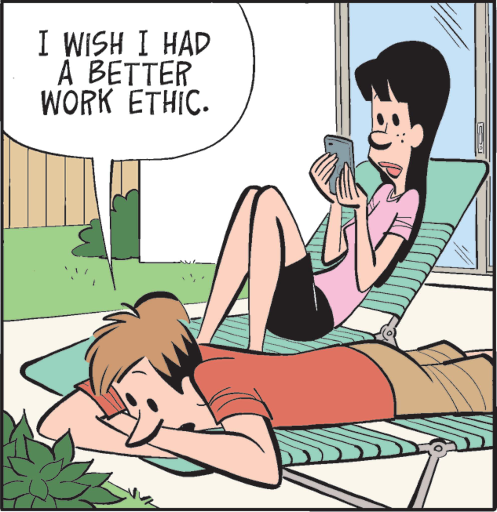 Animated cartoon OCR: I WISH I HAD A BETTER WORK ETHIC. I WISH I HAD A BETTER WORK ETHIC .