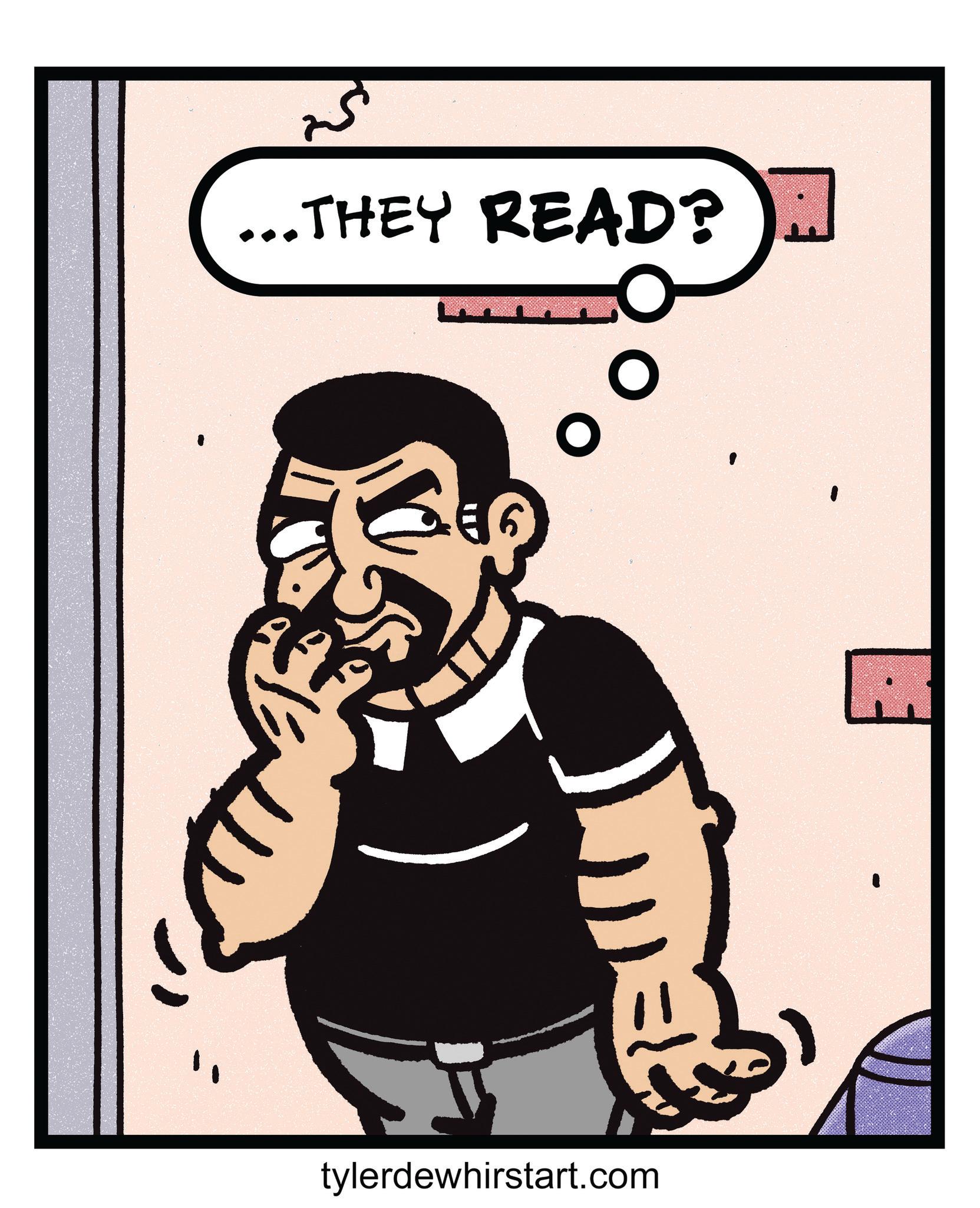 Clip art OCR: ... THEY READ? tylerdewhirstart.com ... THEY READ ? tylerdewhirstart.com