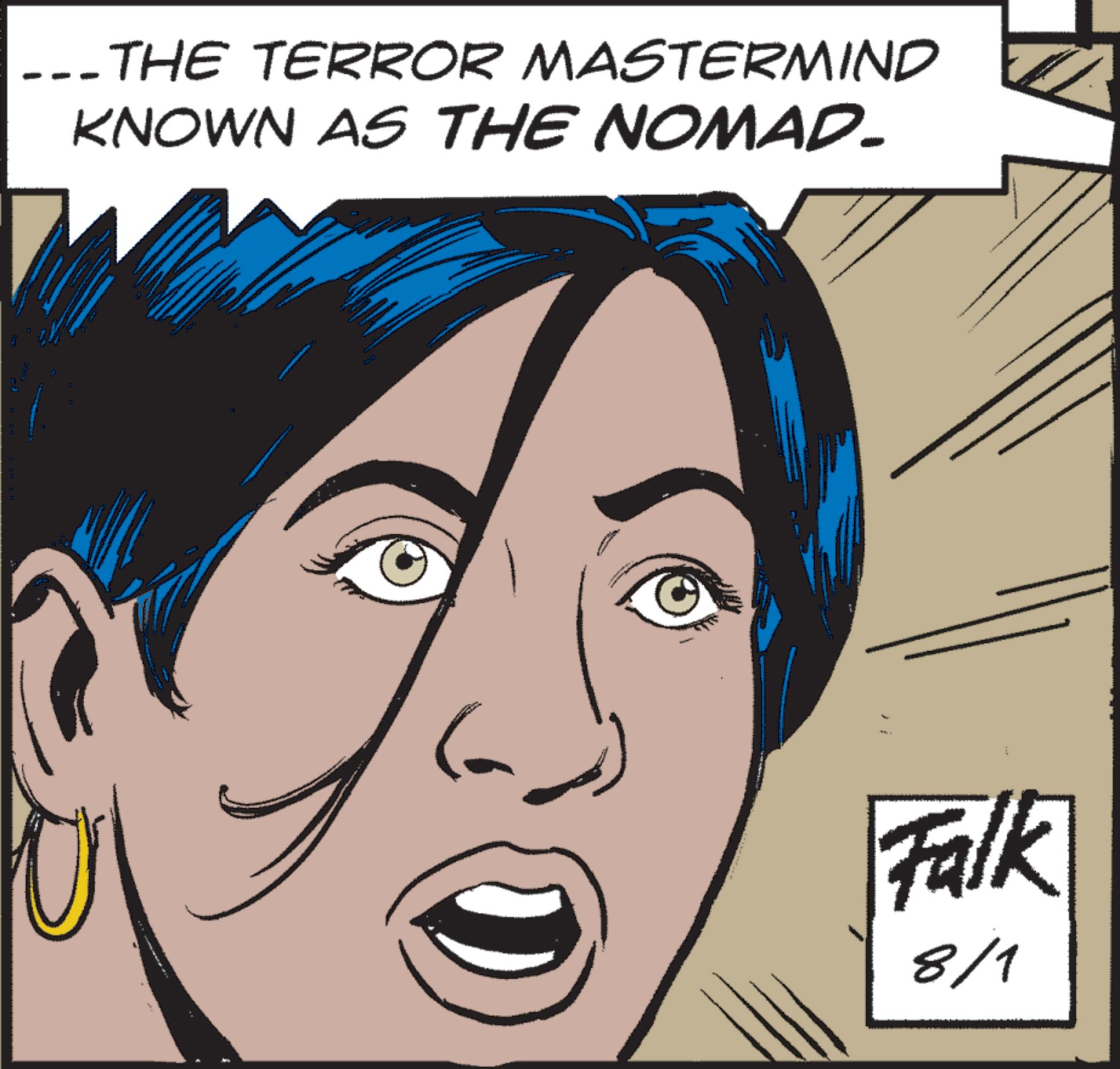 Animated cartoon OCR: THE TERROR MASTERMIND KNOWN AS THE NOMAD- 02200 ! Falk 8/1 THE TERROR MASTERMIND KNOWN AS THE NOMAD- 02200 ! Falk 8/1